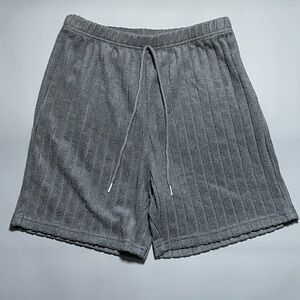 Primark Gray Textured Men's Flat Front Shorts